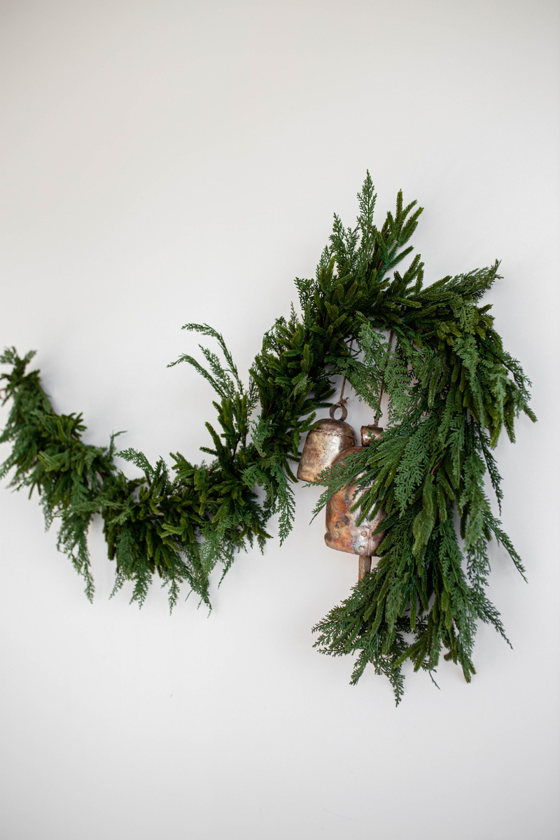 9' Norfolk & Cypress Mix Faux Garland