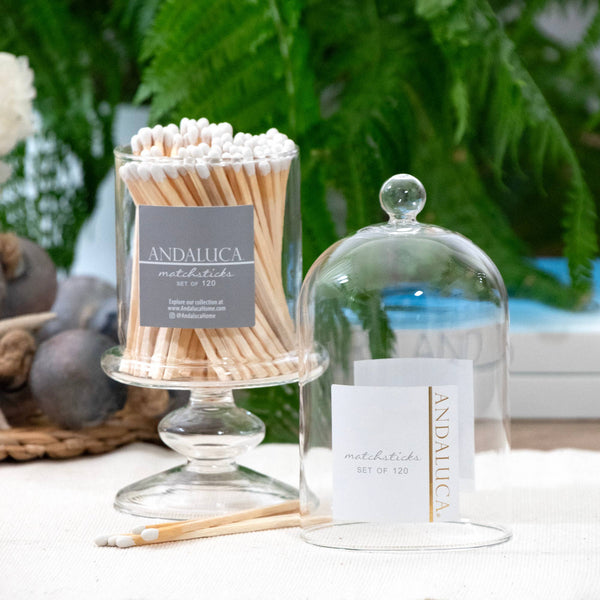 Tall Glass Jar + White Matches