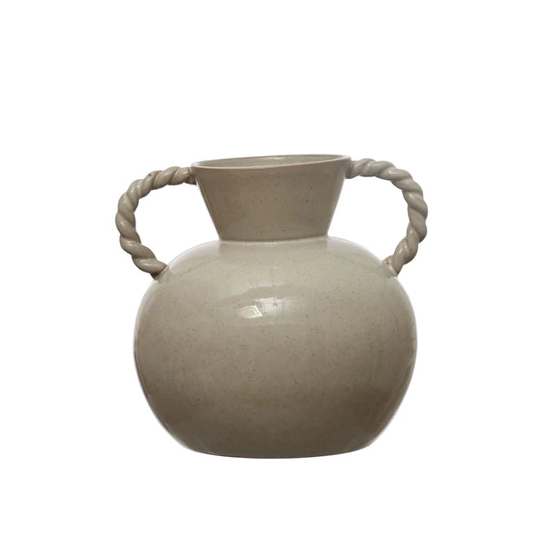 Stoneware Vase / Twisted Handles