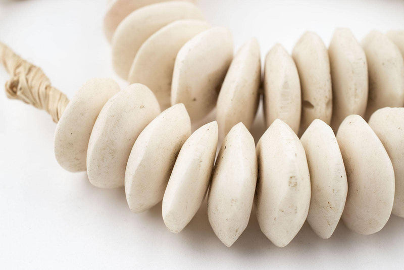 Saucer White Bone Beads
