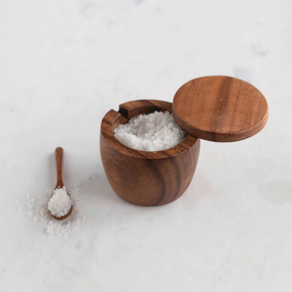 Wood Covered Jar with Spoon