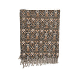 Floral Cotton Throw with Fringe