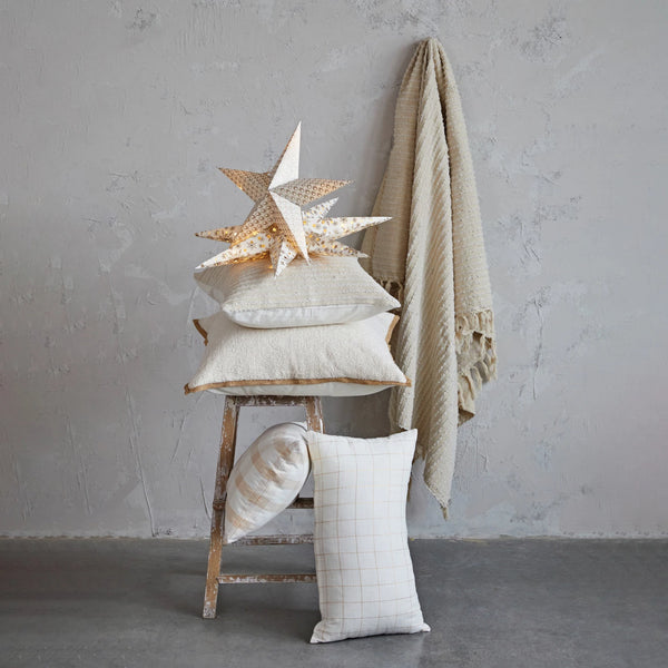 Beige & White Cotton Throw