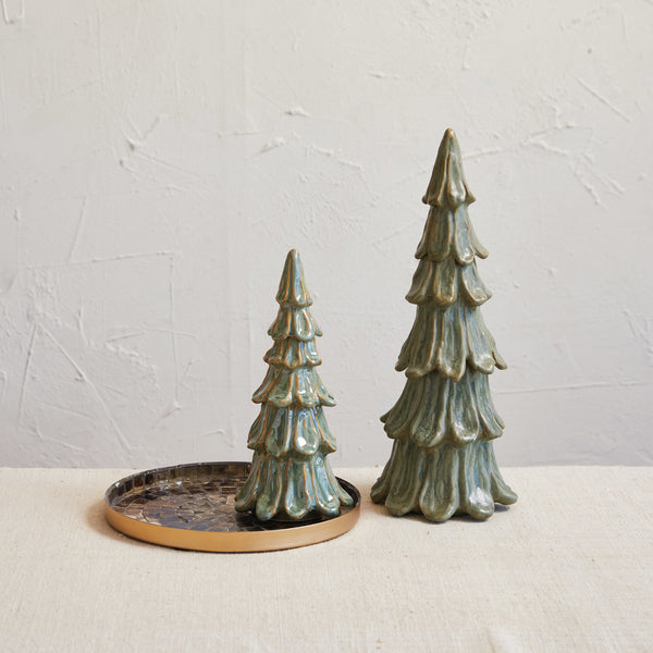 Handmade Stoneware Tree / Green