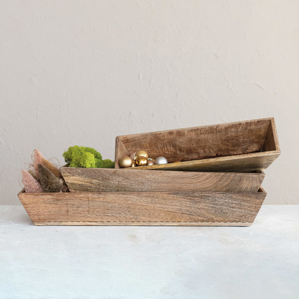 Hand-Carved Mango Wood Trug