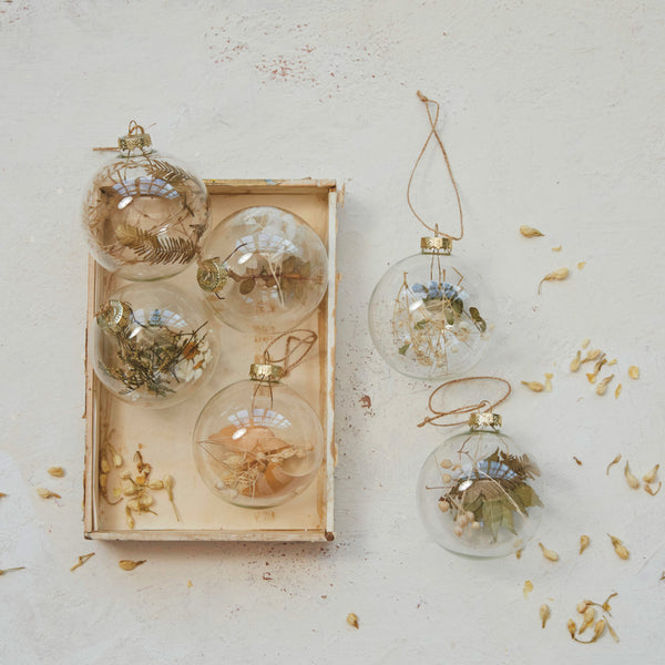 Glass Ball Ornament, Botanical