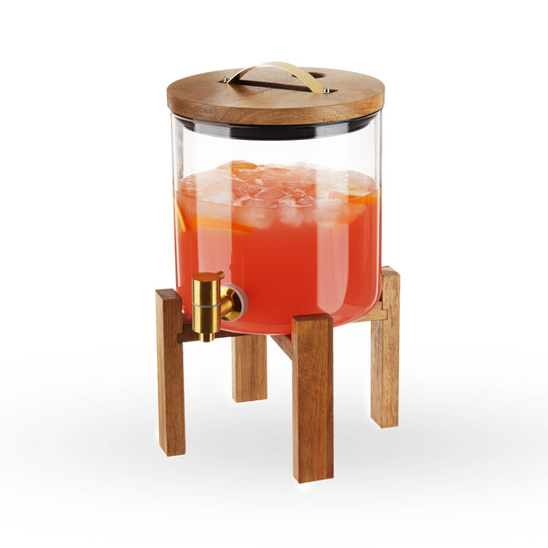 Wood & Glass Drink Dispenser