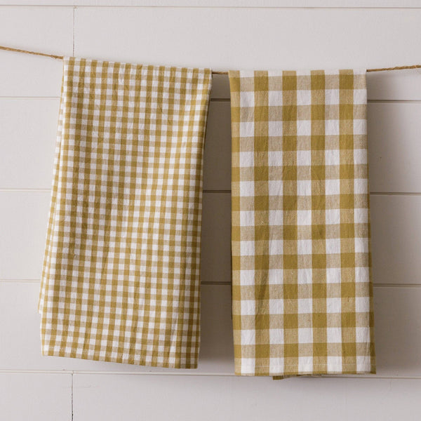 Tea Towels - Tan And White Check