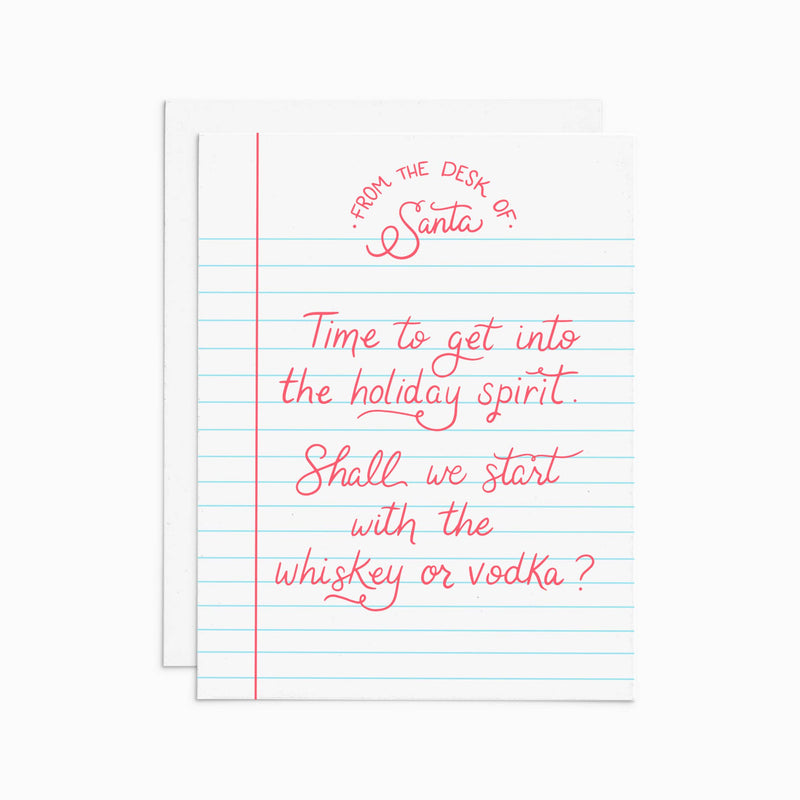 Desk of Santa: Time To Get Into The Holiday Spirit… Letterpress Greeting Card