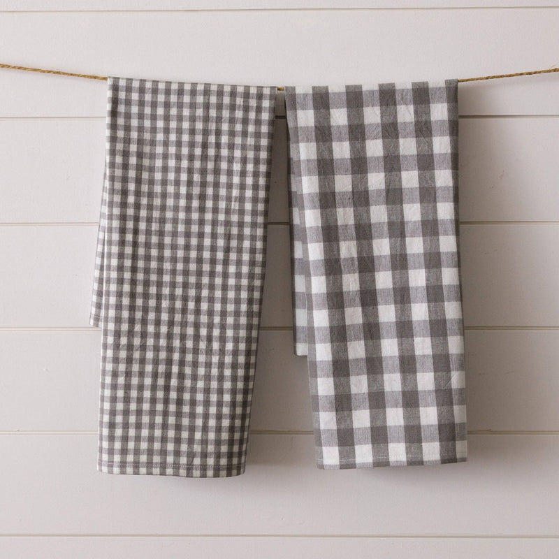 Tea Towels Gray And White Check