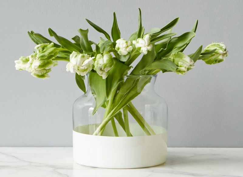White Colorblock Flower Vase