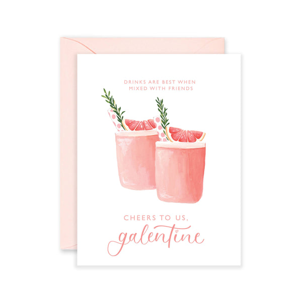 Pink Cocktails - Galentine's Day Card &Friendship Card