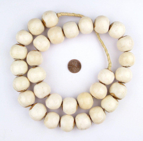 Sphere White  Bone Beads