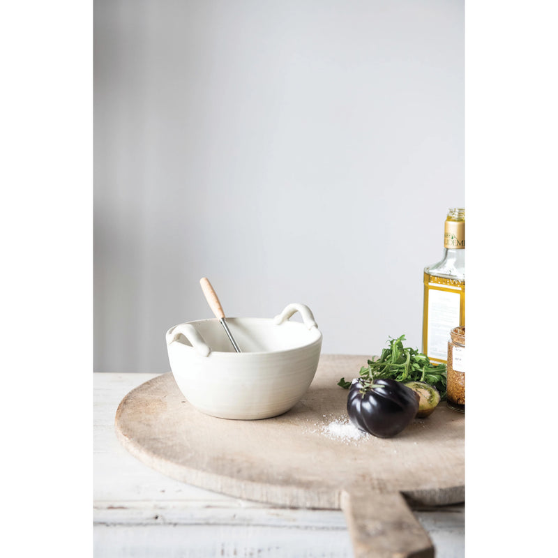 Stoneware Bowl with Whisk