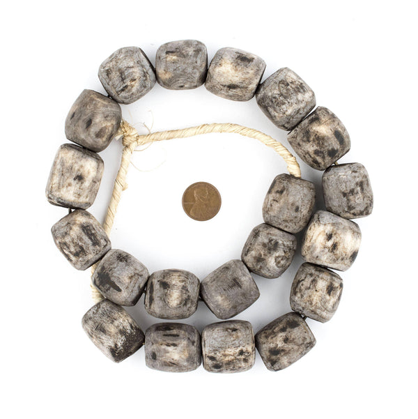 Barrel Grey Kenya Bone Beads