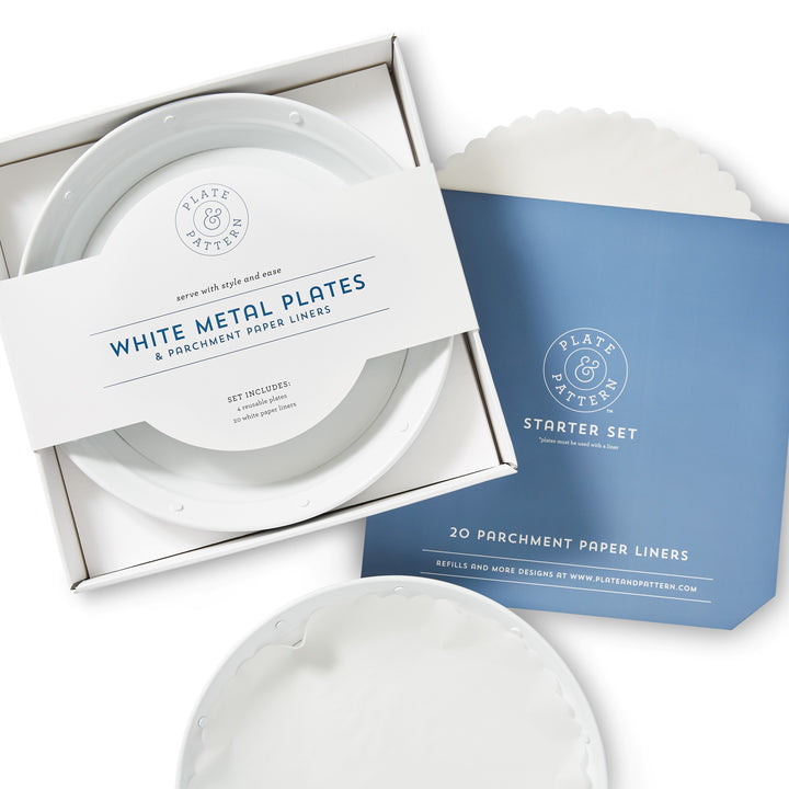 White Metal Plates- Set of 4