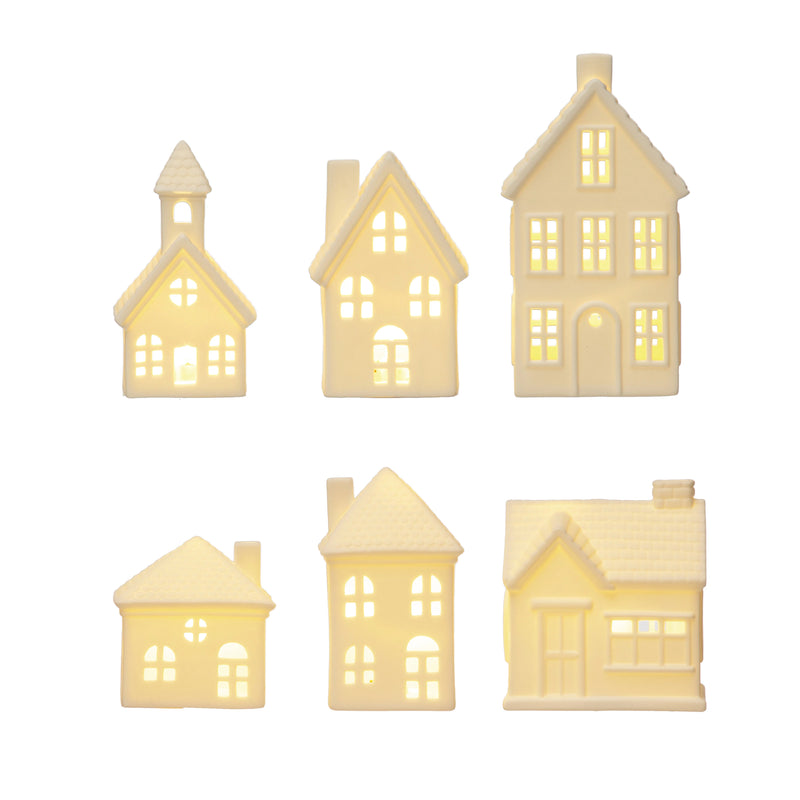 Stoneware Houses, Set of 6